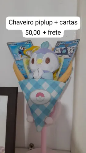 Chaveiro de pelúcia piplup pokemon