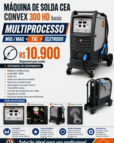 MÁQUINA DE SOLDA MULTIPROCESSO CEA CONVEX 300 HD BASIC