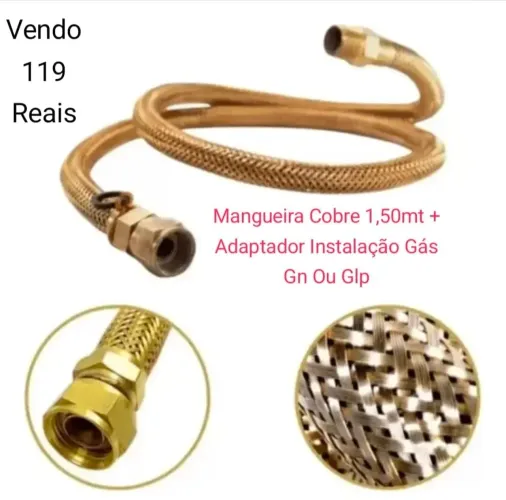 Mangueira Cobre 1,50mt + Adaptador Instalação