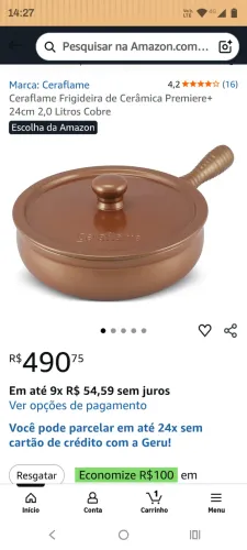 Frigideira cerâflame 24 centimetros 