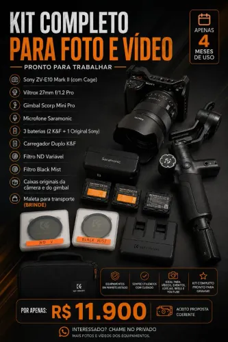 Kit Completo Sony ZV-E10 II para Foto e Vídeo - Pronto para Trabalhar