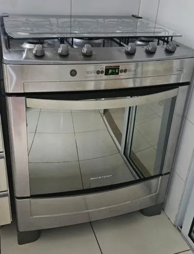 Fogão Brastemp Ative! 5 Bocas (Inox com Timer/Display)