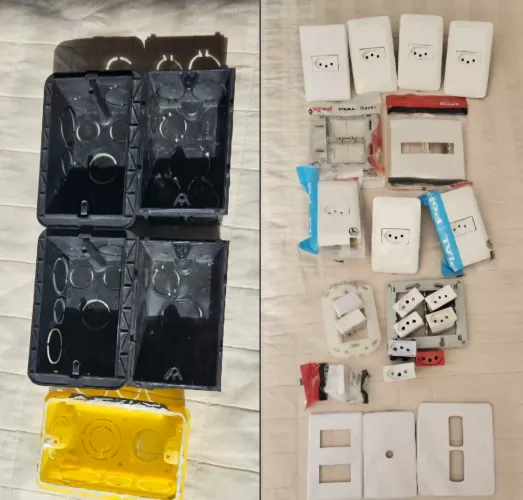 7 Tomadas pial + várias + 5 caixas de embutir 4 x 2