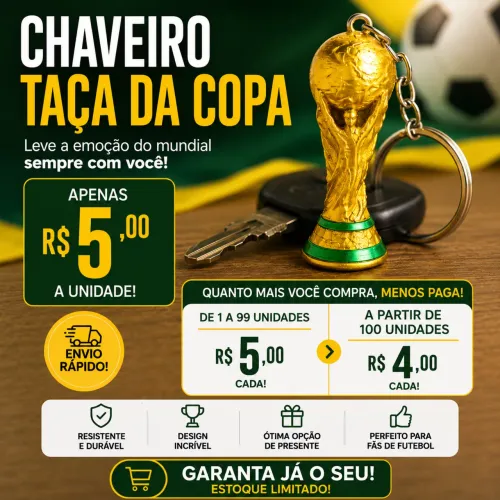 Chaveiro taça da copa do mundo 