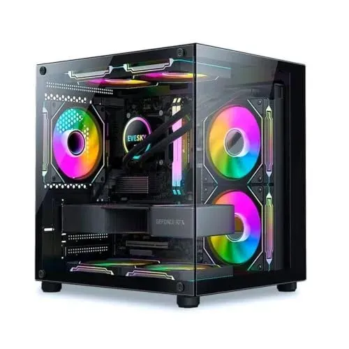Gabinete Liketec Dasha V2, Cubo, Mini Tower, Frontal e Lateral Vidro -