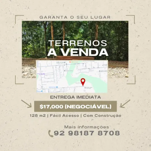 Terreno 128m² com baldrame pronto - oportunidade