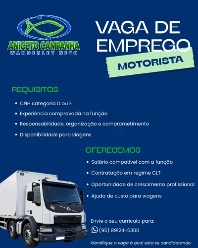 Vaga de Emprego Motorista de Caminhão