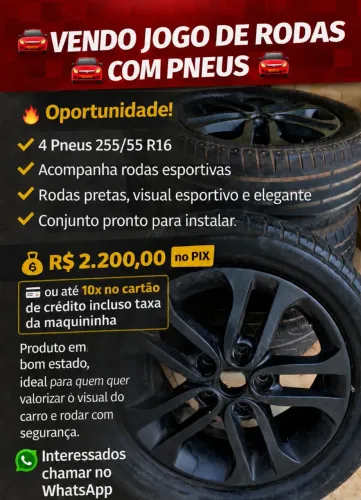 JOGO DE RODAS ESPORTIVAS COM PNEUS - OPORTUNIDADE! 