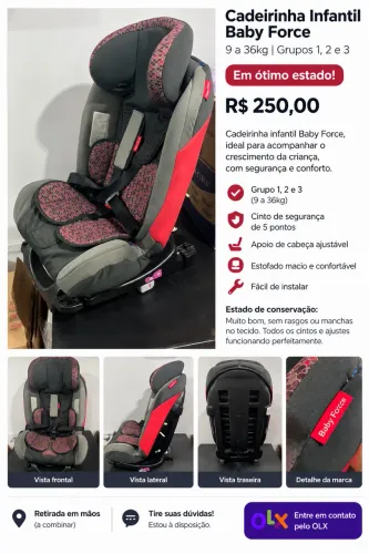 Cadeirinha Infantil Baby Force