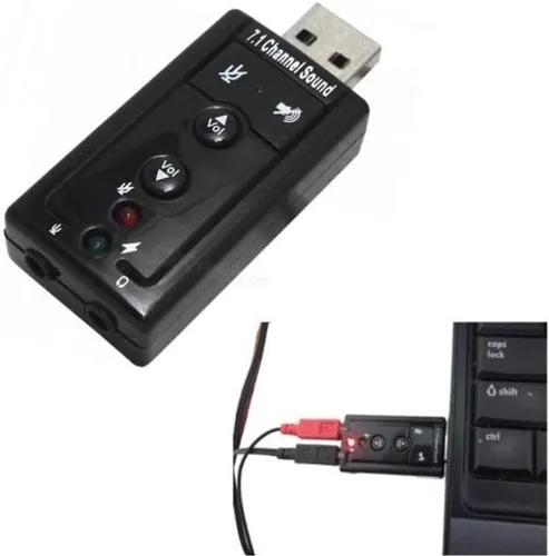 Adaptador Placa de Som USB Com Entrada Para Microfone e LED Indicador 