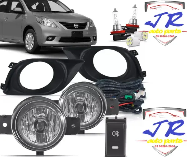 Kit Farol de Milha Nissan Versa 2011 2012 2013 Botão Original