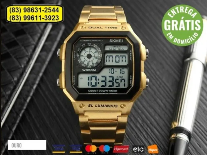 Relógio Digital Prata Pulseira Inoxidável A Prova Dagua Original