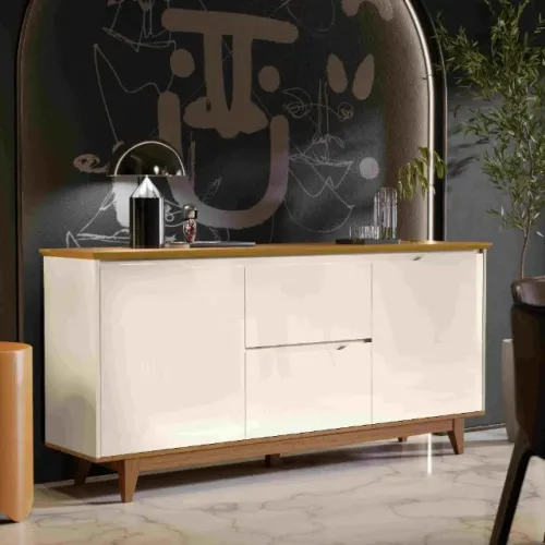 Buffet Flow 2 Portas 2 Gavetas Off white.Freijo Frete Grátis - Até 12x