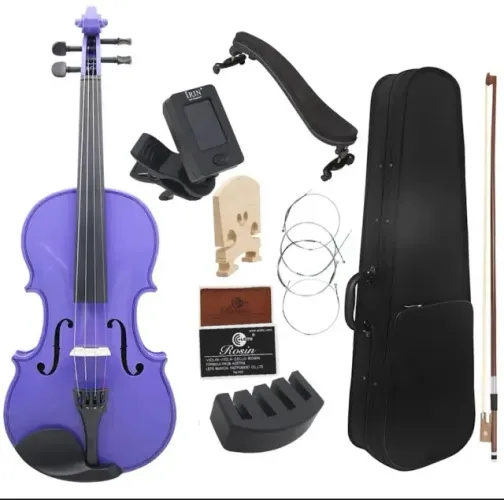 Violino roxo 4/4 tampo maciço spruce luthieria prosperar completo todos acessorios semi-pr