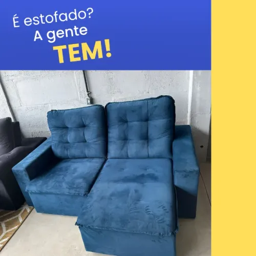Sofa azul muito confortavel, reclinavel novo