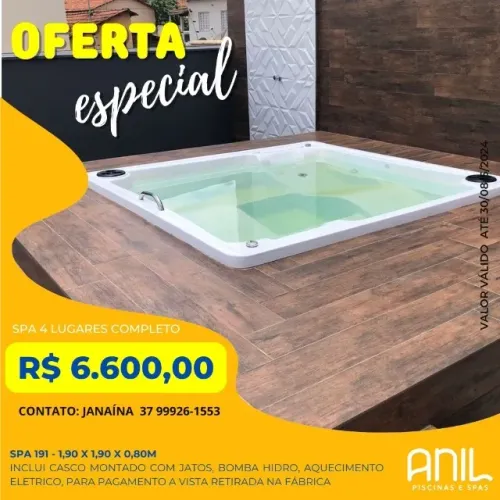 JA - Spa quadrado 4 lugares 1,90 x 1,90 x 0,90m - Fábrica em Divinopolis
