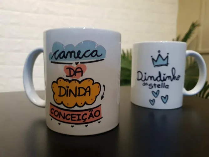 Caneca Dindos Personalizada convite presente batizado