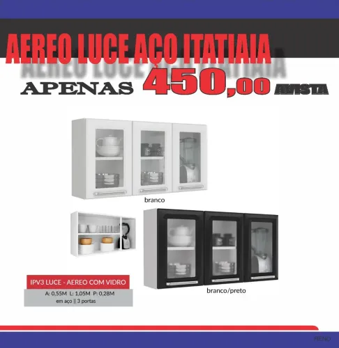 Armário Aéreo Luce Aço Itatiaia com Vidro