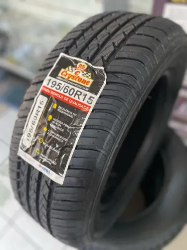 Pneu Remold 195/60/15 marca Crystone (instalação grátis)
