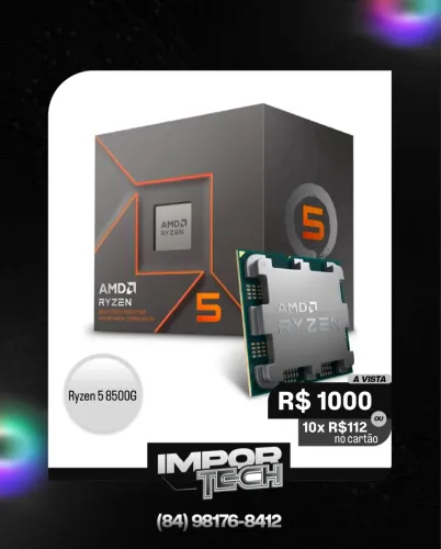 Processador Ryzen 5 8500g 5.0ghz Turbo 6-cores 12-thread AM5. @importech_084