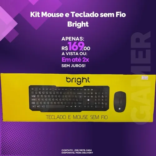 Kit Teclado e Mouse Sem Fio Bright - Novo