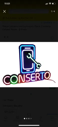 Placa Led Conserto Celular Neon - G Preto