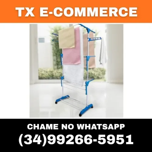Varal de Chão 3 Andares com Rodinhas Retrátil Dobrável - Varal de Roupas