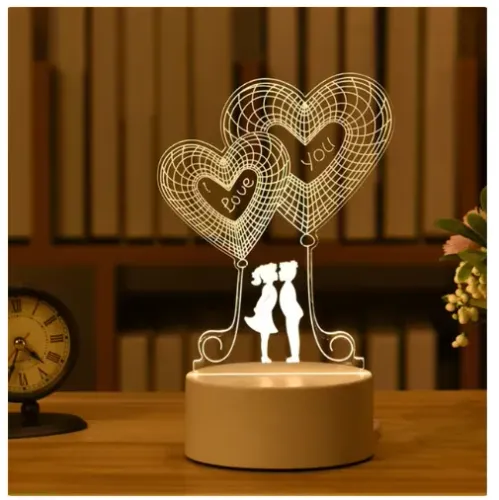 Luz Noturna Luminária amor Presente romântico Namorados aniversário casamento Led Usb