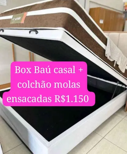 Cama baú + colchão molas ensacadas