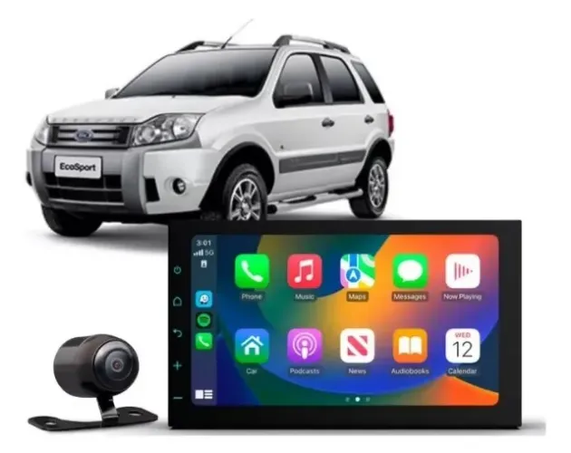 Central Multimídia Mp5 Faaftech Connect Ft-mm-cm7 7pol. Carplay/ A. Auto Ecosport 04/12