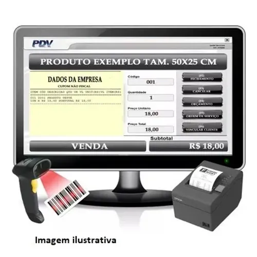 KIT AUTOMAÇÃO COMERCIAL - SISTEMA, LEITOR DE CÓD E IMPRESSORA TÉRMICA