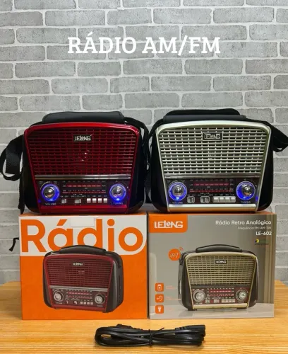 Rádio Retrô Recarregável com Bluetooth AM/FM/USB/SW LE-602 