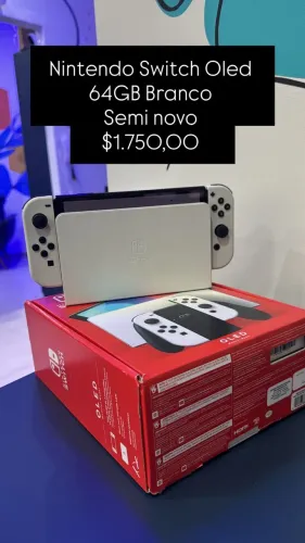 Nintendo Switch OLED / 64GB / Branco / Cabo HDMI 2mt / R$ 1.750,00