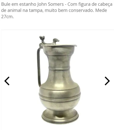 Antigo Bule Em Estanho John Somers Jarra Antiga