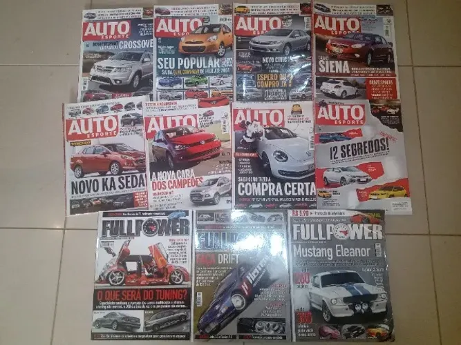 Revistas de carros Quatro rodas, Auto esporte, Car and Driver, Motor Show entre outras. 10