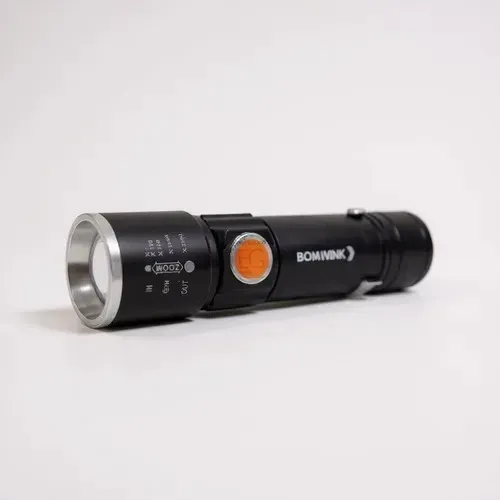 Mini Lanterna Recarregável Usb Zoom Tática 3 Modos 500lm Branco Preto