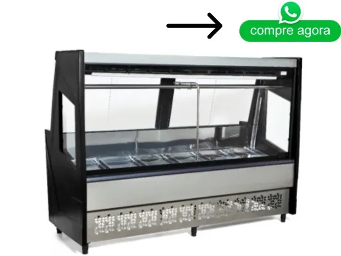 Balcão de Carnes Preto 2 Metros Vidro Reto Polar