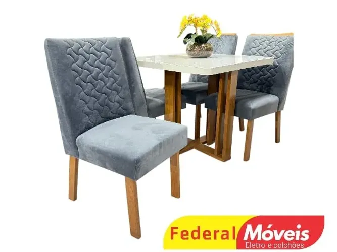 Mesa de Jantar 90x90cm c/ 4 Cadeiras Veludo MEGA OFERTA (ENTRE EM CONTATO)