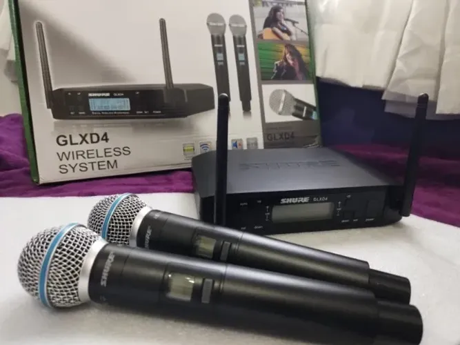 Microfone sem fio Shure Duplo GLXD4 - Novo