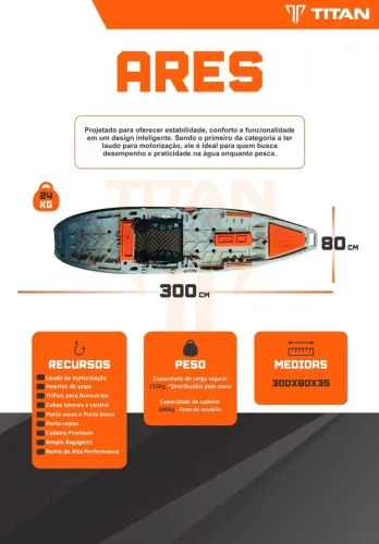 Caiaque de Pesca Titan  Ares com laudo para motorização 