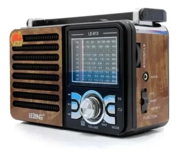 Rádio Retrô Recarregável Am/fm/sd/usb Lanterna Le-613 Lelong Loja Coimbra Computadores