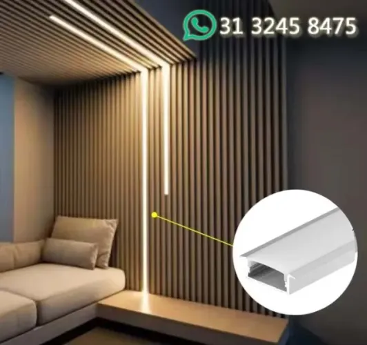  Perfil para LED Embutir e Sobrepor 2 e 3 Metros Marcenaria