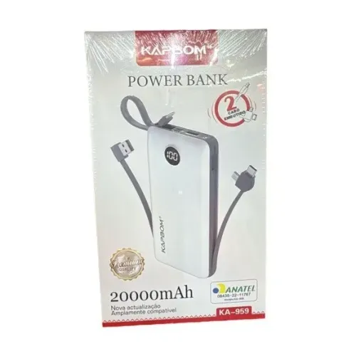 Power Bank Kapbom 20000mAh Branca - KA959