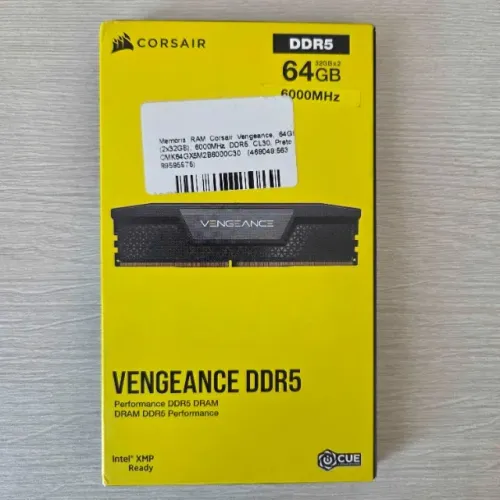 Memória RAM Corsair Vengeance, 64GB (2x32GB), 6000MHz, DDR5, CL30, Preto