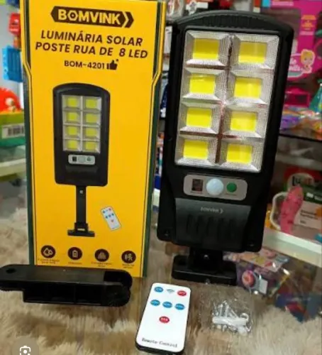 Luminária Solar Poste Rua de 8 LED BOMVINK BOM-