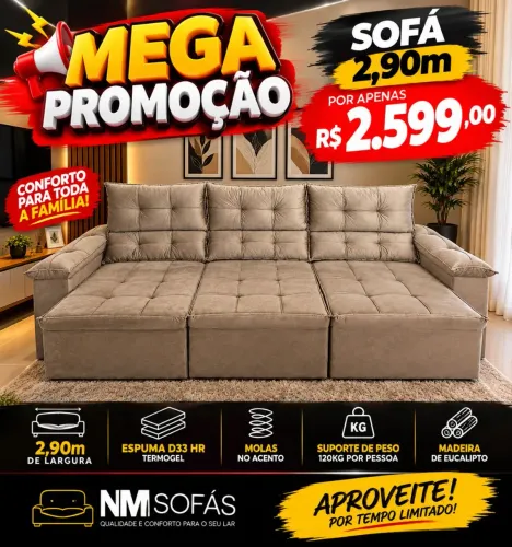 Mega promoção sofá Retrátil e reclinável por 2599,00