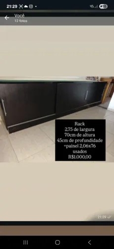 Rack com painel,  alto padrão, usado, medidas na descrição 