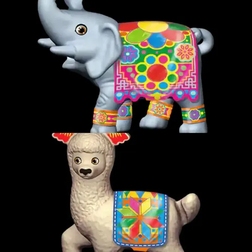 Dois Brinquedos Kinder Joy - Elefante e Lhama Indiana - 2025