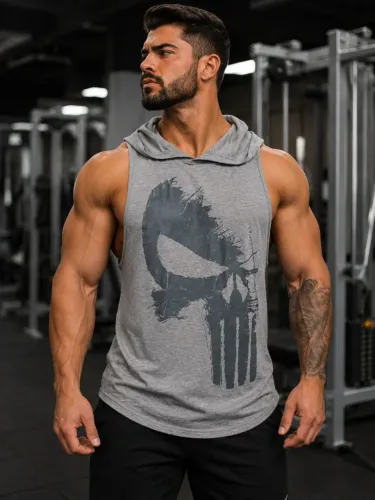 Camisa Machao Black Skull Touca sem mangas