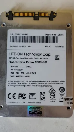 SSD Lite-On 256GB SATA - CV1-CB256